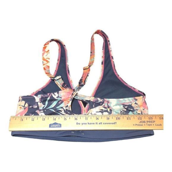 ROXY Fitness Sports Bra Bikini Top Floral Navy Size S 2579 - Picture 9 of 11